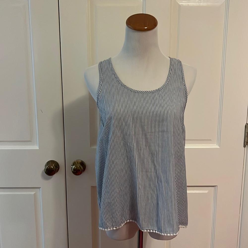 Blue and white striped top